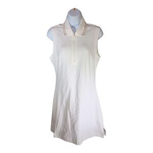 The Upside Pasadena Palma Dress Short Half Zip Sleeveless Collar Cotton White 4